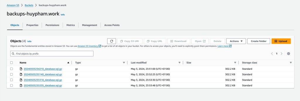 backup result data