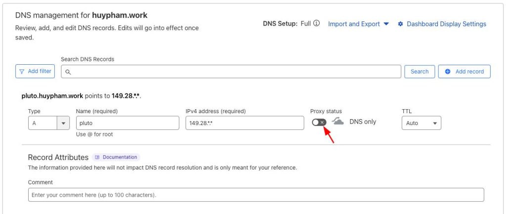 Create DNS Record on Cloudflare