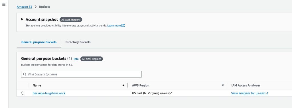 aws s3 account snapshot