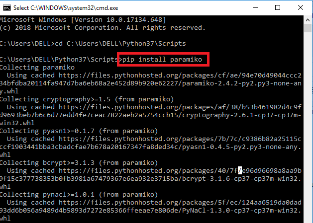 Install Package via PIP command prompt